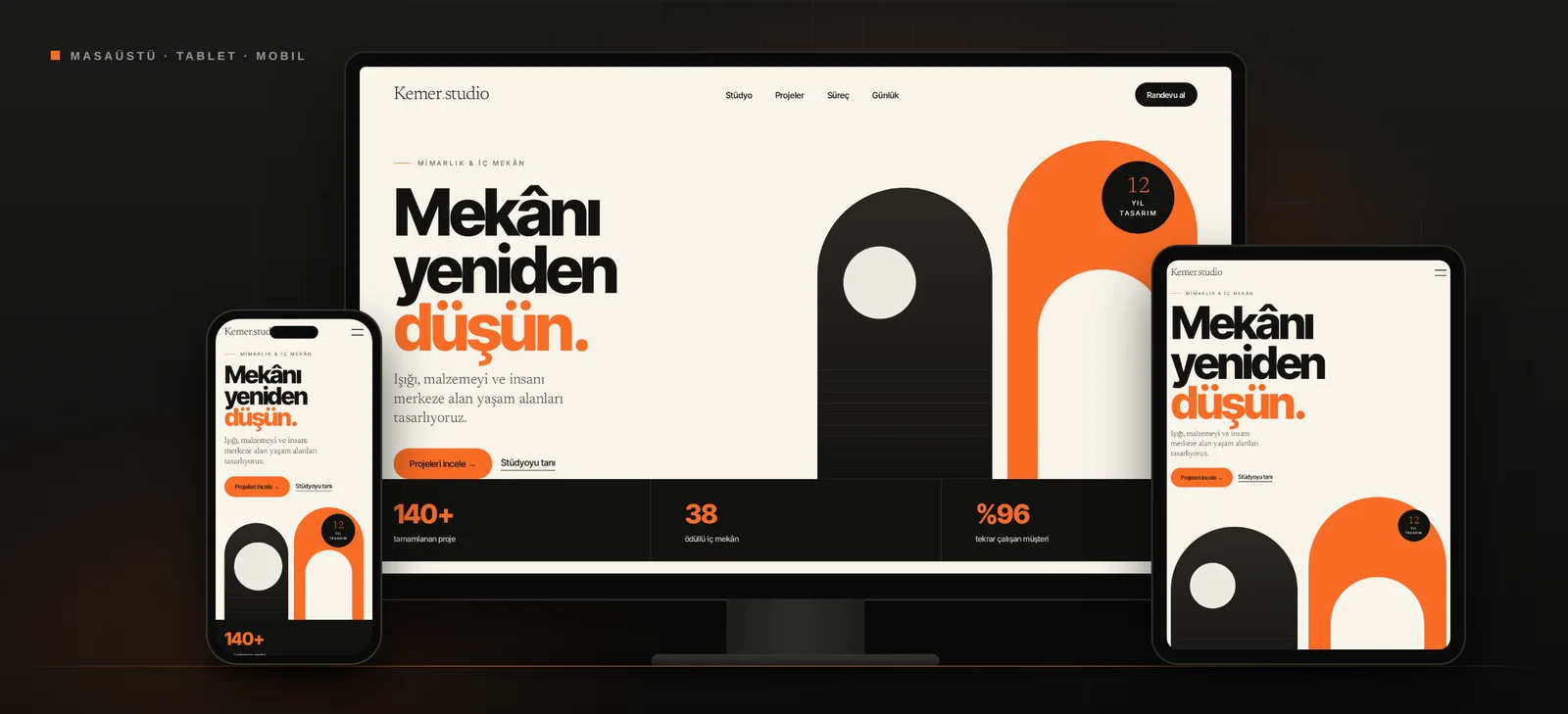 Masaüstü, tablet ve telefonda görüntülenen web sitesi tasarımı